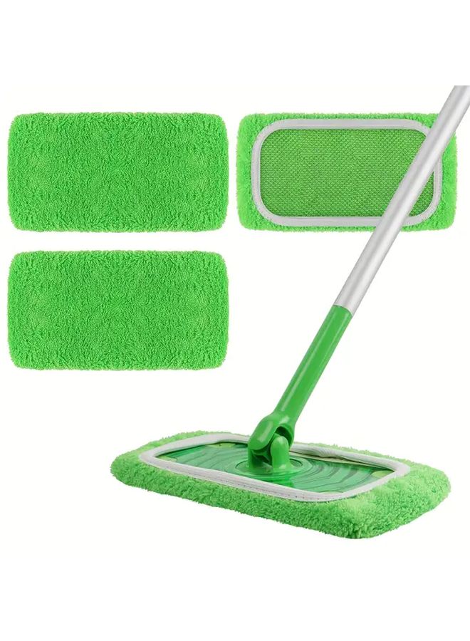 Green Reusable Coral Fleece Mop Pad Compatible With Wet And Dry Flat Mops - Image 1
